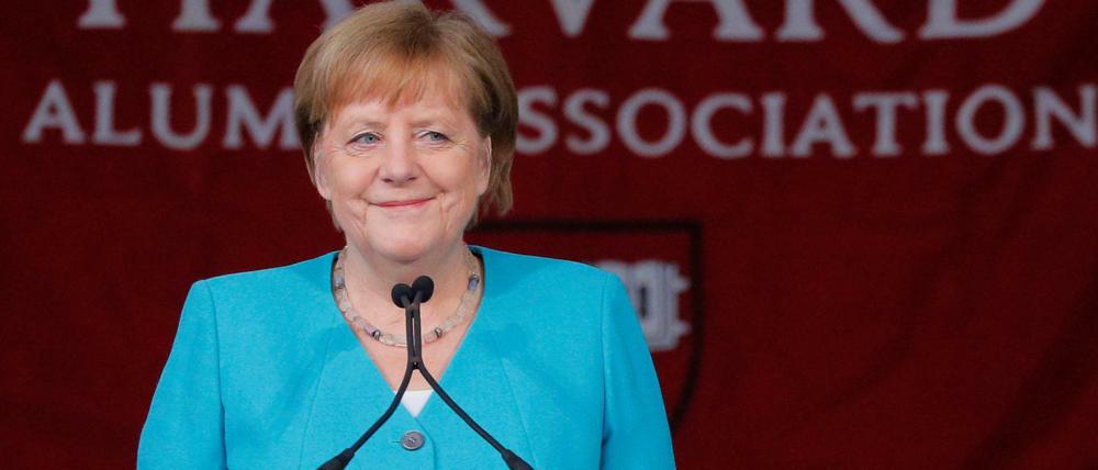 Angela Merkel bei ihrer Rede an der Elite-Uni Harvard.