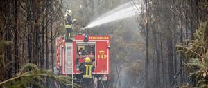 Die Waldbrandgefahr in Brandenburg ist wieder hoch. Das Foto zeigt einen Feuerwehreinsatz im August 2018 bei Treuenbrietzen.