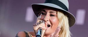 Sarah Connor bei ihrem Auftritt zum Public Viewing anlässlich des Eurovision Song Contests in Hamburg.