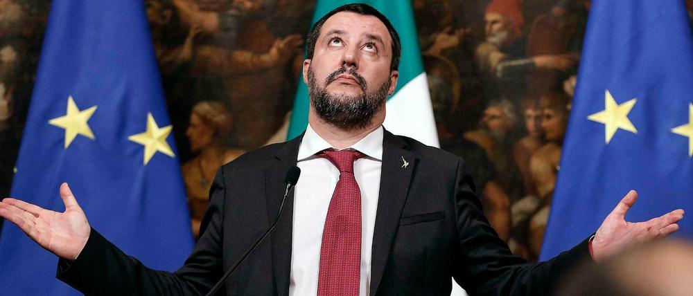 Matteo Salvini, Innenminister von Italien, während einer Pressekonferenz.