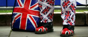 Statement für den Brexit: Ein Demonstrant in London 