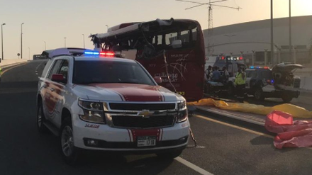Busunfall in Dubai: Polizeifoto vom Ort des Unglücks