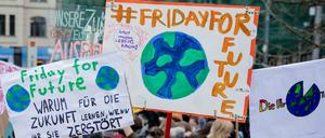 Jugendliche Teilnehmer der Klima-Kundgebung "Friday for Future" in Berlin