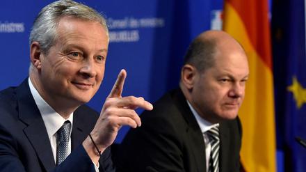 Frankreichs Kassenwart Bruno Le Maire (links) und sein deutscher Amtskollege Olaf Scholz.