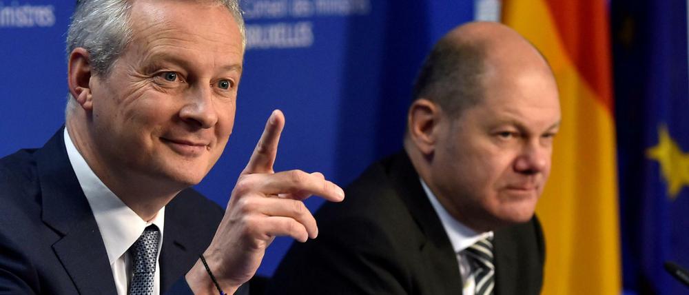 Frankreichs Kassenwart Bruno Le Maire (links) und sein deutscher Amtskollege Olaf Scholz.