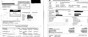 Die Rechnung des Baufirma und das Beiblatt des Bundesamtes für Bauwesen.
