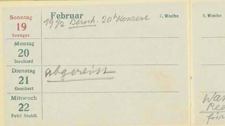 Schicksalstag. Am 21. Februar 1933 notiert Heinrich Mann in seinen Kalender lakonisch „abgereist“. 