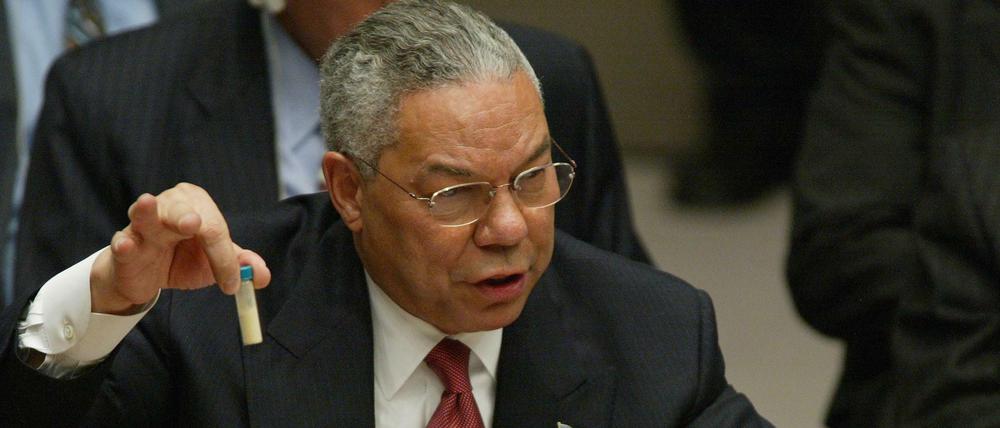 US-Außenminister Colin Powell am 5. Februar 2003 vor dem UN-Sicherheitsrat.