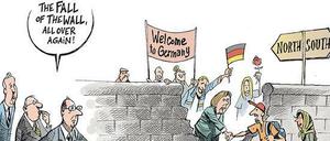 Wir schaffen das. Diese Karikatur Patrick Chappattes veröffentlichte die New York Times im Herbst 2015.