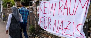 Protestbanner zur Erinnerung an den NSU-Nagelbombenanschlag 2004 in der Keupstraße in Köln