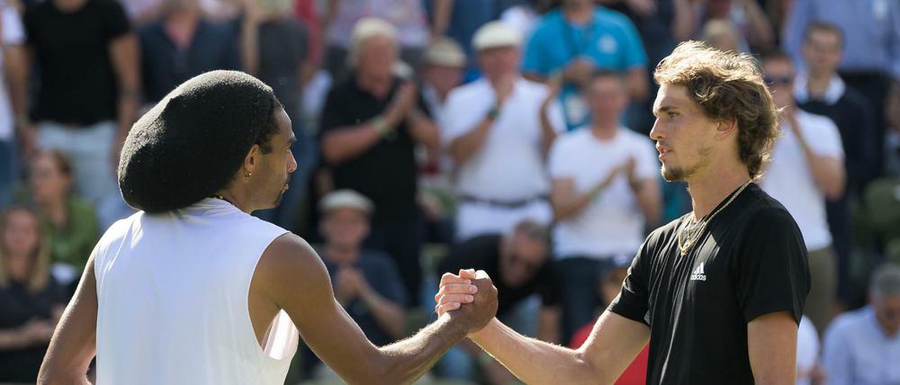 Dustin Brown entnervte den an Nummer eins gesetzten Zverev in dem zwei Stunden langen Match mit seinem Netzspiel.