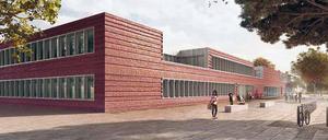 Der zweigeschossige Entwurf des Büros Staab-Architekten beherbergt einen modernen Schulgrundriss mit baulichen Einheiten für die Jahrgänge und Foren statt endloser Flure. 