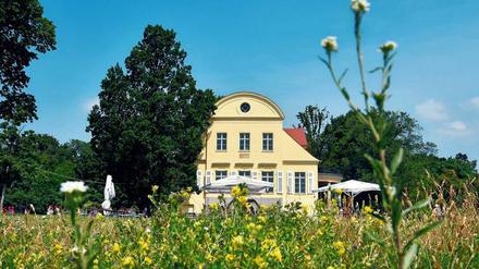 Paradiesisch - auch heute. Blick zur Café-Terrasse des Gutshauses Neu-Kladow.