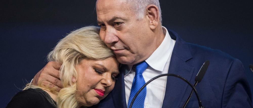Sara Netanjahu und ihr Mann Benjamin nach der Wahl im April.