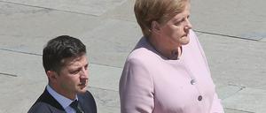 Kanzlerin Angela Merkel und Wolodymyr Selenski, Präsident der Ukraine, vor dem Bundeskanzleramt 