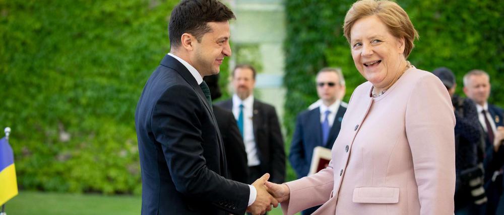 Angela Merkel empfing Wolodymyr Selenski.