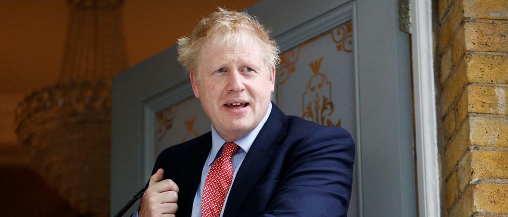 Boris Johnson an seiner Haustür in London