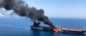 Angegriffener Tanker im Persischen Golf. 