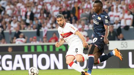 Bleibt ebenfalls eisern. Suleiman Abdullahi (r.), der beim Relegationsspiel in Stuttgart das so wichtige 1:1 erzielte.
