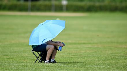 Gustave Flaubert lässt grüßen. Mann mit Sonnenschirm.