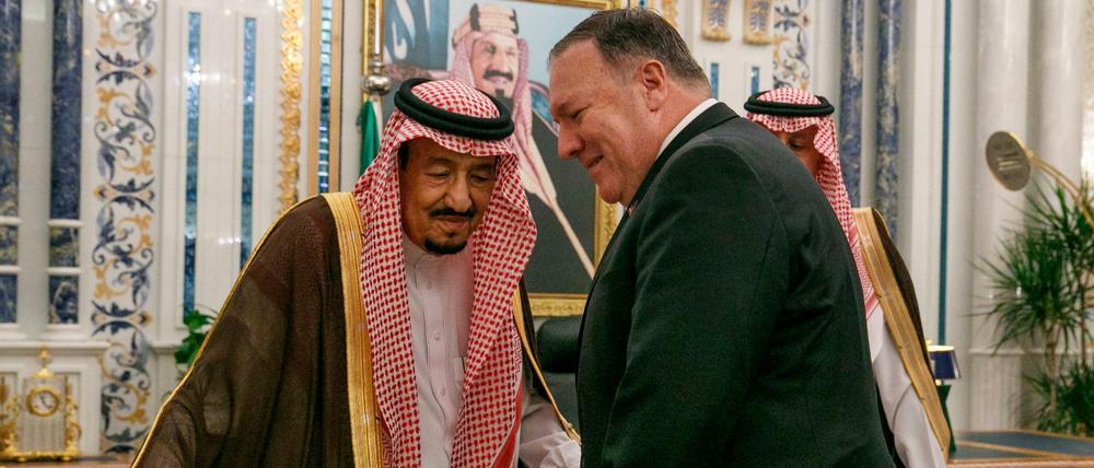 Einig. US-Außenminister Mike Pompeo (r.) und Saudi-Arabiens König Salman sehen im Iran eine große Gefahr.