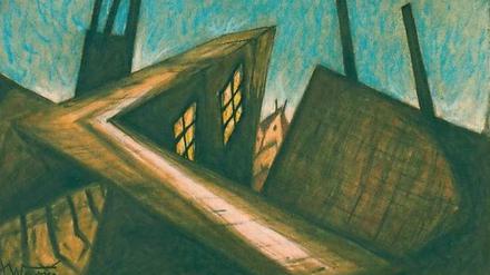 Visionär. Hermann Warms gezeichneter Entwurf für „Caligari“ trägt den Titel „Die Dächer“ (1919).