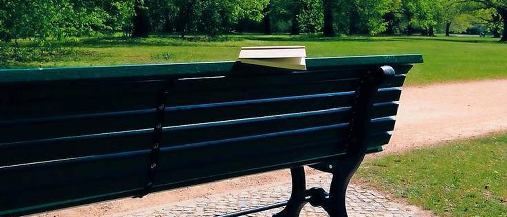 Eine Bank, ein Buch - was braucht man mehr? Na, jemanden, der es geschrieben hat und nun daraus vorliest.