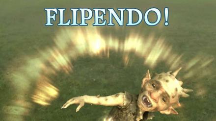 Mit dem Zauberspruch "Flipendo" stößt man seinen Gegner um.