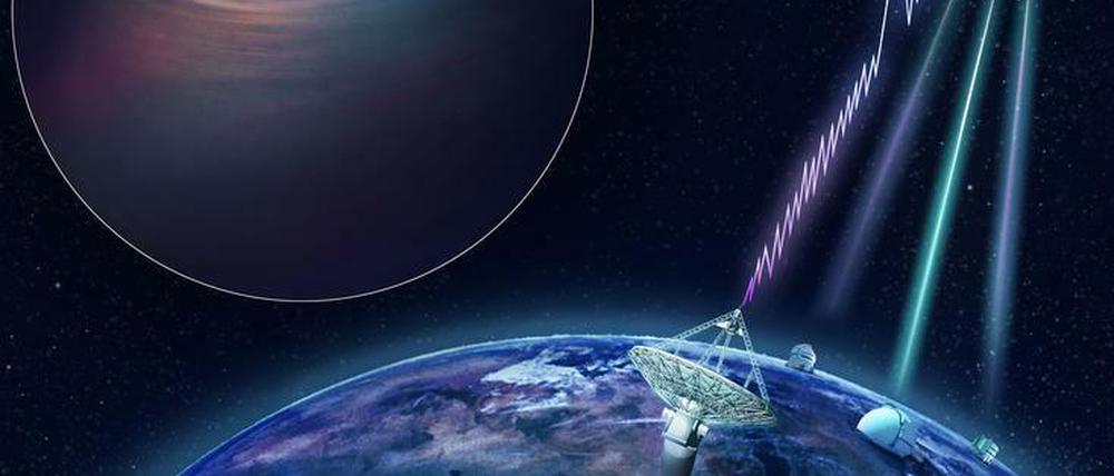 Spezialisierte Teleskope nehmen Radioblitze war, deren Wellen Milliarden von Kilometern entfernt entstehen.