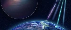 Spezialisierte Teleskope nehmen Radioblitze war, deren Wellen Milliarden von Kilometern entfernt entstehen.