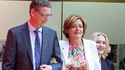 Die kommissarischen Parteivorsitzenden der SPD, Thorsten Schäfer-Gümbel (l-r), Malu Dreyer und Manuela Schwesig