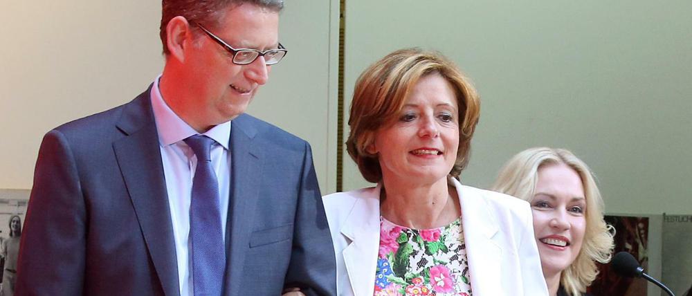 Die kommissarischen Parteivorsitzenden der SPD, Thorsten Schäfer-Gümbel (l-r), Malu Dreyer und Manuela Schwesig