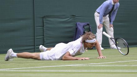 Im Sturzflug. Alexander Zverev in Wimbledon.
