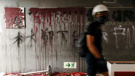 Graffiti nach der Besetzung des Hongkonger Parlaments. 