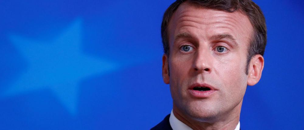 Emmanuel Macron bei einer Pressekonferenz nach der Gipfelentscheidung in Brüssel.