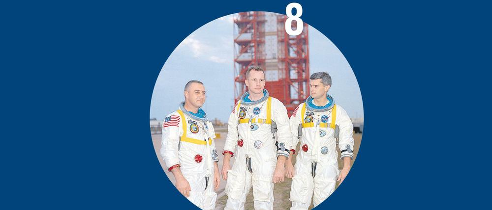 Die Mannschaft von Apollo 1, v.li.: Virgil I. "Gus" Grissom, Edward H. White II, Roger B. Chaffee