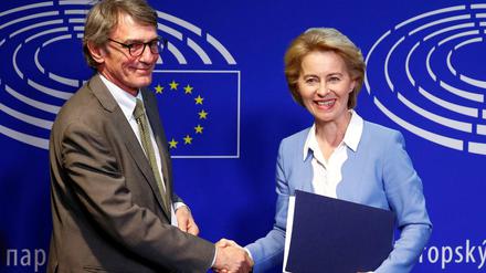 Parlamentspräsident David Sassoli ist bereits gewählt worden, Ursula von der Leyen muss um jede Stimme im Europäischen Parlament kämpfen.