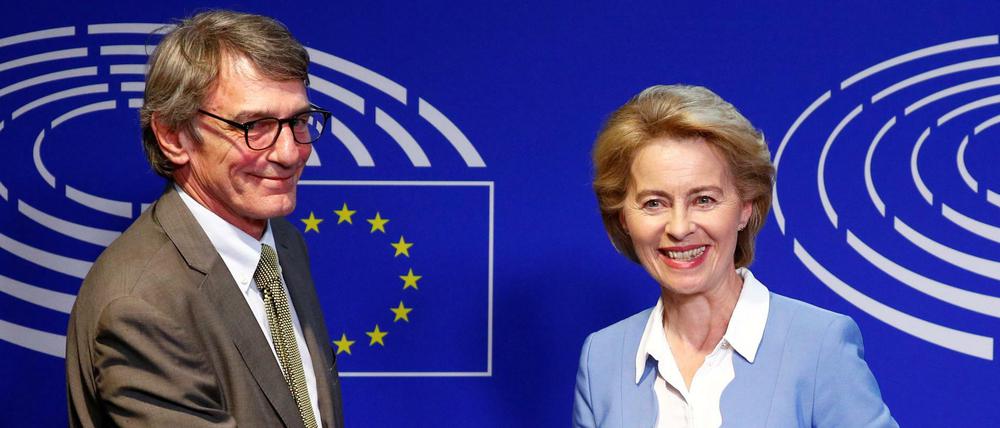 Parlamentspräsident David Sassoli ist bereits gewählt worden, Ursula von der Leyen muss um jede Stimme im Europäischen Parlament kämpfen.