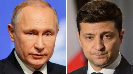 Die Präsidenten der Ukraine und Russlands, Wolodymyr Selenskyj und Wladimir Putin.