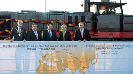 Chinas Staats- und Parteichef Xi Jinping 2014 in Duisburg bei einer Feier zur "Neuen Seidenstraße".