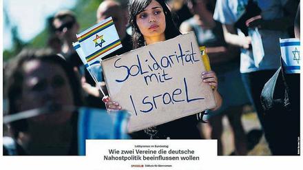 Pro Israel. Drei Seiten widmet „Der Spiegel“ in seiner aktuellen Ausgabe der Lobbyarbeit zweier Vereine rund um den Deutschen Bundestag. Screenshot: Tsp