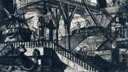 Früher Surrealismus. „Die Zugbrücke“ aus den „Carceri d’Invenzione“ (1760) von Giovanni Piranesi.