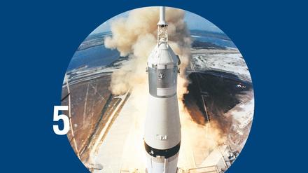 Da ist Neil Armstrong drin: Start von Apollo 11 auf einer Saturn-V-Rakete am 16. Juli 1969.