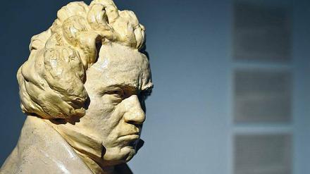 Nicht gerade in Feierlaune. Büste aus dem Beethoven-Museum Wien.