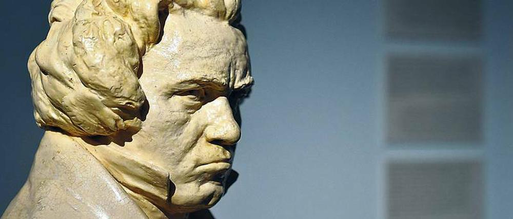 Nicht gerade in Feierlaune. Büste aus dem Beethoven-Museum Wien.