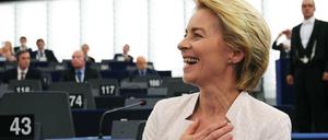 Die Erleichterung ist ihr anzusehen: Ursula von der Leyen nach der Verkündung des Wahlergebnisses im Europaparlament.