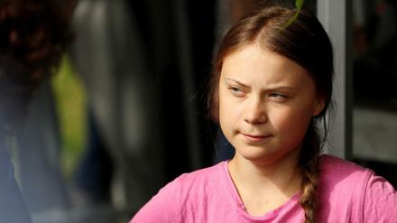 Greta Thunberg am Rande der Kundgebung in Berlin.