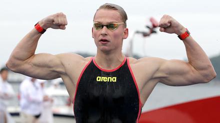 Hier bin ich. Rob Muffels führte die deutsche Freiwasser-Staffel zum WM-Sieg.