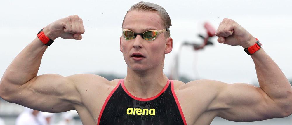 Hier bin ich. Rob Muffels führte die deutsche Freiwasser-Staffel zum WM-Sieg.