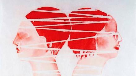 Verbunden. Das Aquarell „Schnürungen III“ von Ulrike Urban (2005).